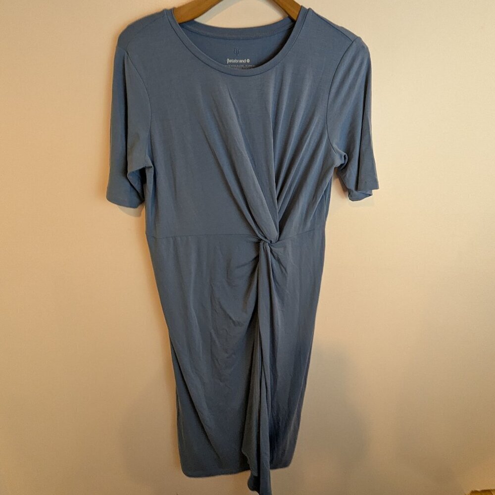 Betabrand Plus Size Knot Midi Dress in Blue, Sz 2X